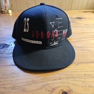 Jordan Pro Black Snapback Cap With Red & White Accents Size S/M
